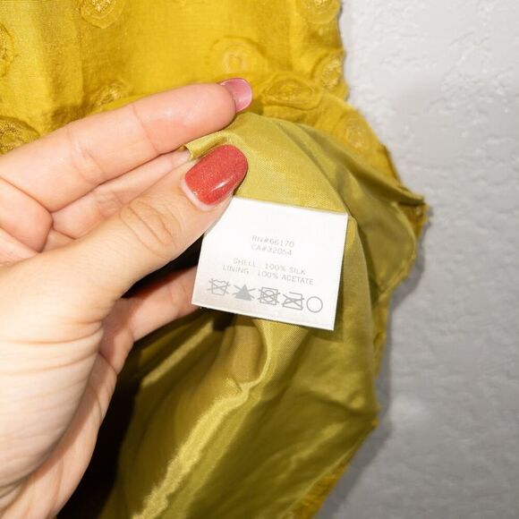 New Quillaree BHLDN x Anthropologie Yellow Silk Tethered Dot Dress 0 - Picture 8 of 11